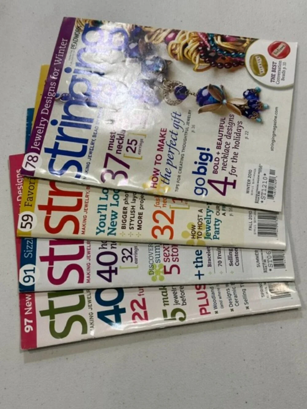 FOUR (4) Issues of Stringing Magazine-Spring, Summer, Fall & Winter 2010
